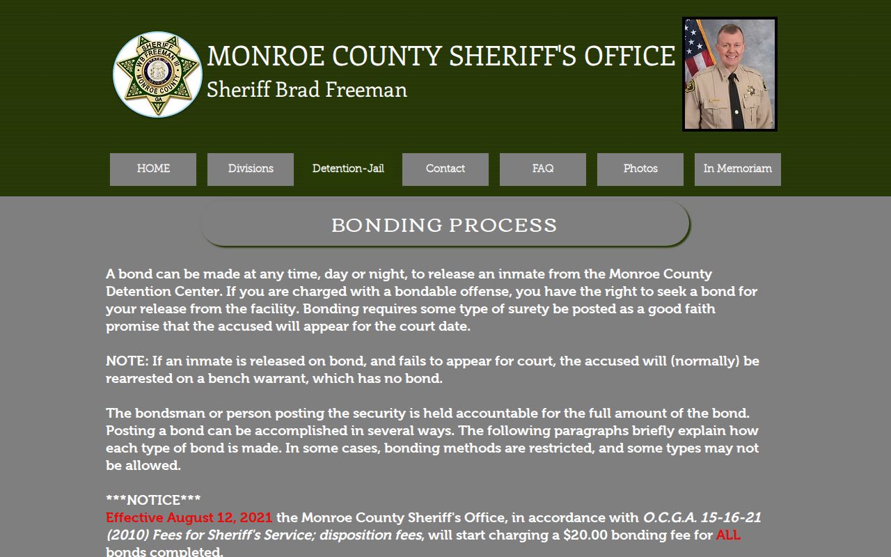Monroe County bond release process and same-day release details