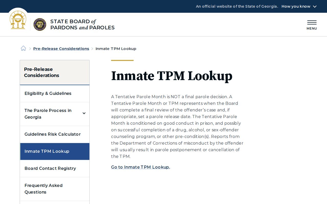 Monroe County tentative parole month projected release date explanation